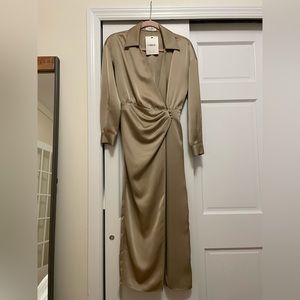 Oak + Fort champagne long sleeve dress (NWT)